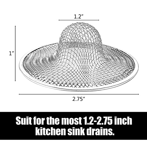 10pcs Mesh Sink Strainer, 2.75" Top/1" Stainless Steel Slop Basket Filter Trap, Metal Kitchen Drain Strainer, Hair Basket Drain - Fits Most Kitchen Sinks, Bathroom Sinks,Shower Drains,Floor Drain - size: 2.75 INCHES