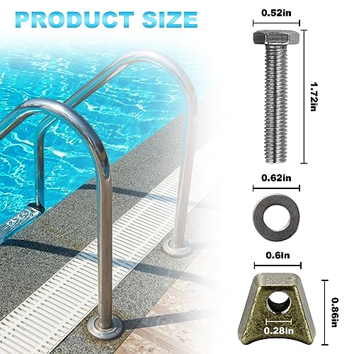 Pool Ladder Anchors, PW Perma-Socket Wedge Assy for Hanover Style Anchors-Bronze-with Bolt, Pool Ladder Parts Fits 3", 4" Sockets