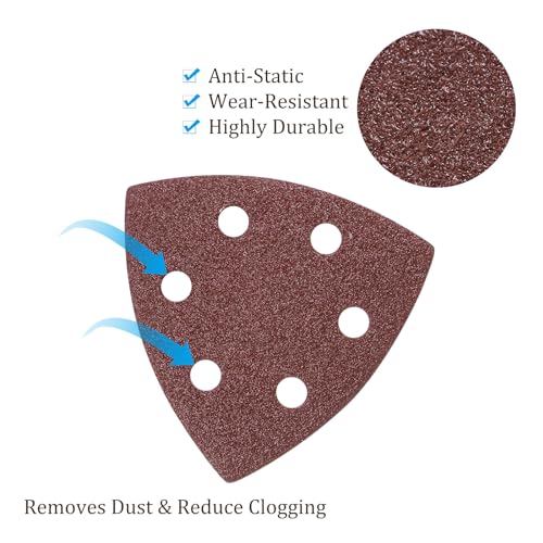 50pcs Mouse Sander Detail Sandpaper 80Grit 3-1/2" Triangle - size: 80 grit