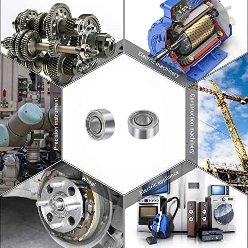 R133ZZ 10 PCS Miniature Deep Groove Ball Bearing ID 3/32"×OD 3/16"×Width 3/32" Double Metal Shielded Ball Bearing Chrome Steel P0 Z2 Bearing for Industrial Machine,Power Tools - size: R133ZZ Size 2.4×4.8×2.4mm