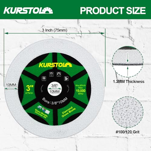 Diamond Glass Cutting Disc - 3pcs 3 Inch(75mm) Ultra-Thin Saw Blade - size: 3"(75mm)