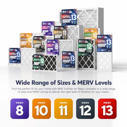 BNX TruFilter 18x20x1 Air Filter MERV 13 AC Filter, HVAC Furnace Filter, 6 Pack (ACTUAL SIZE 17.69"x19.69"x0.75") Allergies, Dust, Pet Dander & Smoke - MADE IN USA - MPR1500 / FPR 10 - size: 18x20x1 6-Pack