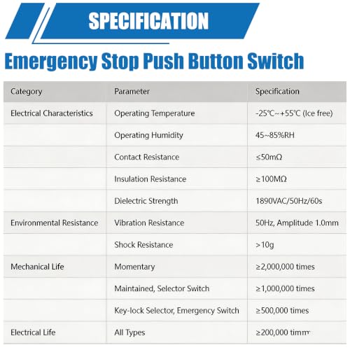 mxuteuk 10PCS 22mm 2 NC Red Mushroom Emergency Stop Push Button Switch AC 660V 10A,HB2-ES544 - color: Red/HB2-ES545-10PCS, size: 2NC