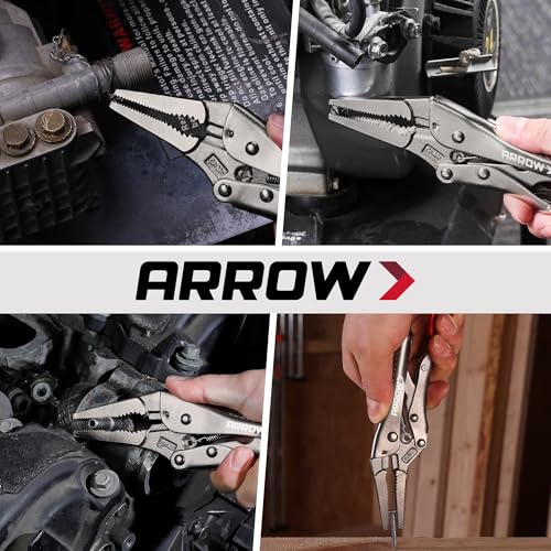 ARROW 9.5" Needle Nose Locking Pliers, Long Nose Locking Pliers - size: 9.5 in