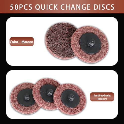 50Pcs Quick Change Sanding Discs 2 Inch Medium