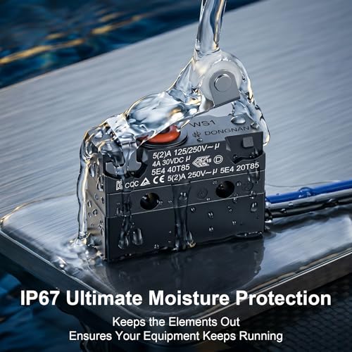 3 Pack IP67 Waterproof Micro Switch, UL Recognized Component - size: WS1-Roller Lever