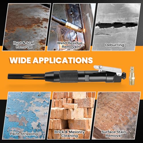 MAOPINER Compact Air Needle Scaler, Pneumatic Rust & Paint Removal Tool