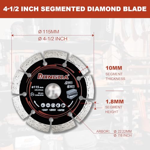 4-1/2 Inch Segmented Diamond Saw Blades 2-Pack, for Angle Grinder - size: 4-1/2 Inch