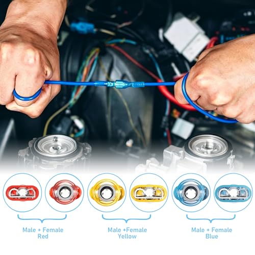 100PCS Spade Connector Kit, Quick Disconnect Male and Female Wire Connectors, Nylon Insulated Crimp Terminals for Automotive, Electronics