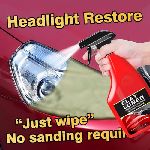 Car Clay Bar Kit - 4 Bars with Clay Luber Lubricant Spray & Applicator Grip - Professional Auto Detailing to Remove Contaminants, Restore Smooth Finish for Paint, Glass, Wheels & Plastic