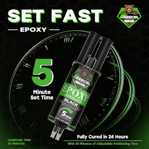 2 Part Black Epoxy Glue 5 Minute Set Adhesive, 1.7 oz Syringe - color: Black, size: 1.7 fl oz (50 ml)