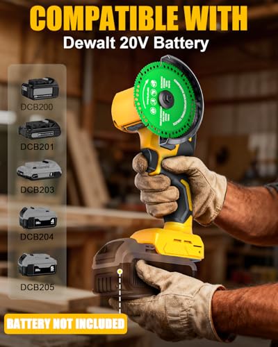 Ecarke Cordless Cut Off Tool Compatible with DeWalt 20V Battery, 4" Circular Saw Brushless Motor with Blades, 18,000 RPM Mini Cut Off Tool Kit for Wood/Metal/Plastic/Tile/Stone Cutting (Tool Only) - size: 4 INCH