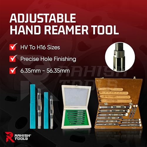 Adjustable Hand Reamer Tool HV to H16 Sizes - 1/4" to 2-7/32” Reaming Tool for Precise Hole Finishing with Carbon Steel Blades - Hand Tools Reamers for Metal & Wood - 6.35mm - 56.35 mm - size: HV to H16 - 20Pcs
