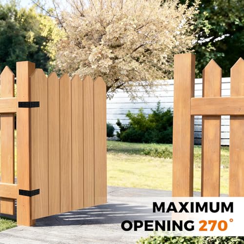 Fence Hinges for Outdoor Wood Gates Heavy Duty,270°Solid Folding Butt Hinges, Rust-Resistant (6 Pack) - size: Hinges Heavy Duty 6Pcs