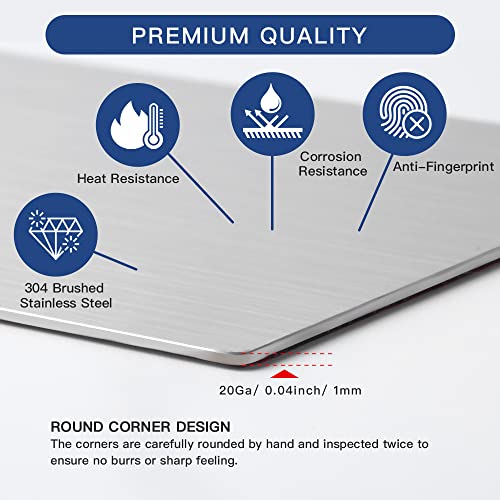 304 Brushed Stainless Steel Sheet Gap Filler, Metal Trim Strip for Wall Oven/Microwave Combo/Range/Cooktop, Self-Adhesive Gap Cover, 30" Long, 1'' Wide, 20Ga Thickness - size: 1'' Wide