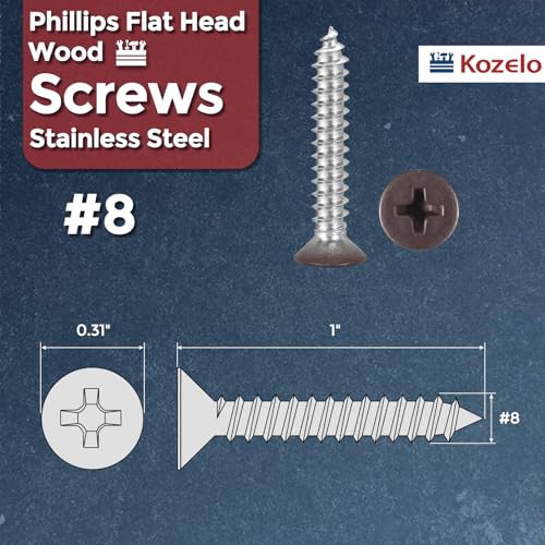 50pcs Phillips Wood Screws #8x1 304 Stainless Steel Brown Head - color: Brown Head, size: #8x1"