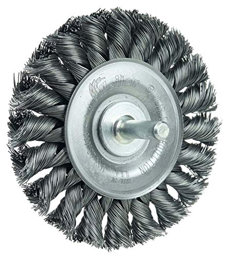 Weiler 17682 3-1/4" Stem-Mounted Knot Wire Wheel, .020" Steel Fill, 1/4" Stem, Made in the USA - size: 0.020" Wire Size, style: Pack of 1