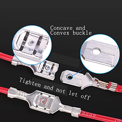30Pcs 6.3mm Double Head Crimp Terminal Wire 15Red+15Black 11.82"