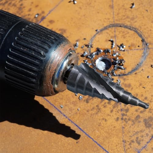 Four Spiral Flute Cobalt Step Drill Bit TiAlN Coated 1/8" - 1/2" - color: Black, size: 1/8" to 1/2" 13 steps
