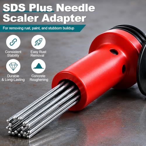 SDS Plus Needle Scaler Attachment for Rotary Hammer Drill, Red