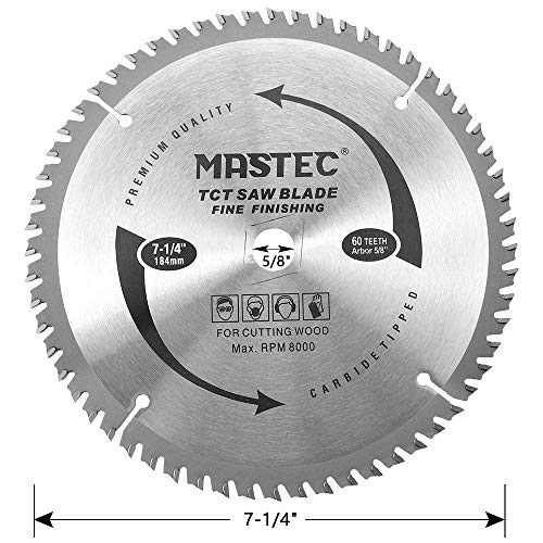 7-1/4 Inch Circular Saw Blade 60 Tooth ATB Anti Kickback Feature for Wood with 5/8-Inch DMK Arbor - size: 7-1/4 Inch 60T