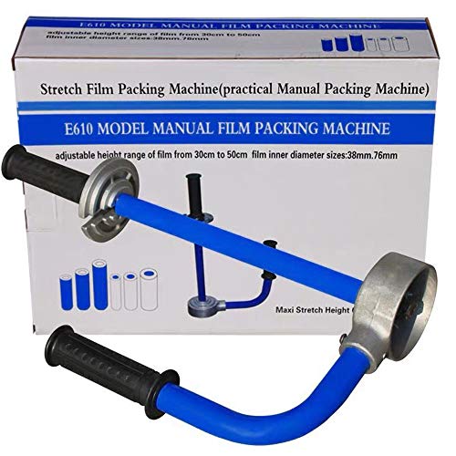 Pallet Stretch Film Packing Machine Shrink Wrap Dispenser Holder, Hand Stretch Wrapping Tool, Adjustable Height from 12-20 inch (Blue) - color: Blue