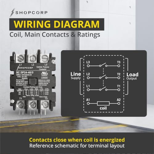 3 Pole 40 Amp AC Contactor, 24V Coil, UL Recognized, HVAC - style: 3 Pole 24V