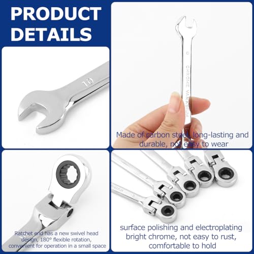 5‑Piece Flexible‑Head Ratchet Wrench Set