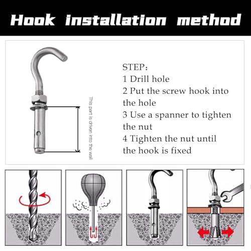 M8 Concrete Hooks 304 Stainless Steel Expansion Anchors 10-Pack - size: M8-10pcs