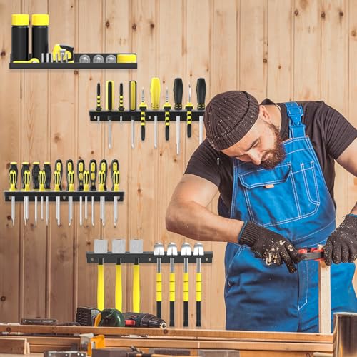 4Pcs Hand Tool Organizers Wall Mount,Heavy Duty Metal,Space Saving - size: 4 PCS Black