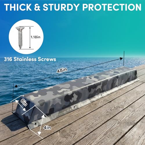 ORLANG 36"/48"/59"/72" Dock Bumpers,Dock Fenders with Stainless Steel Screws,Boat Dock Bumpers,Dock Post Bumper for Docking Edges, Piling, Vertical Poles, Horizontal Decks or Piers(Multiple Colors) - color: Camouflage Grey, style: 48 In-2Pack