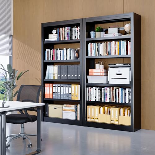 Bookshelf,6-Tier Adjustable Steel Bookshelf,69" H Heavy Duty Metal Bookcase for Home/Office/Garage,Black Shelf (Black, 69" Tall) - color: Black, size: 69"H*31.5"W