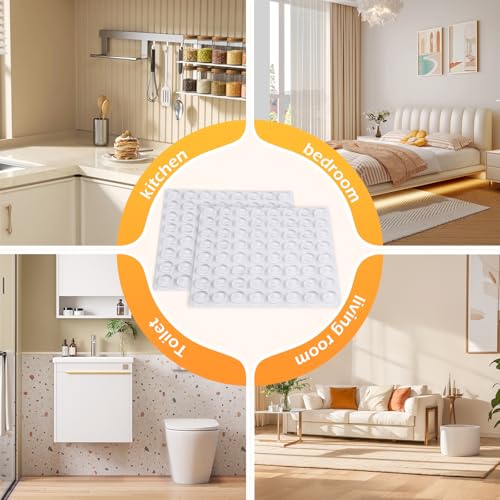 Silicone 320 Pcs Cabinet Door Bumpers Round, Self Adhesive Bumpers - size: 320