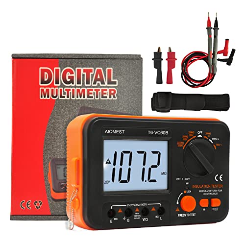 Megohmmeter 1000V Megaohm Meter, AIOMEST Insulation Resistance Tester VC60B - color: orange