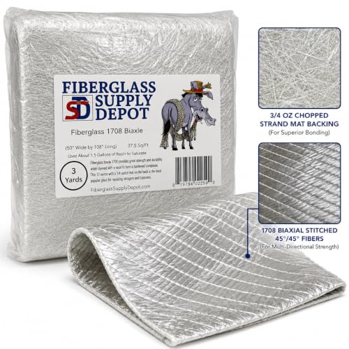 Fiberglass Supply Depot 1708 Fiberglass 45/45 DBM Biaxial 50" Inch Wide - 9 FEET Long - 3 Yards