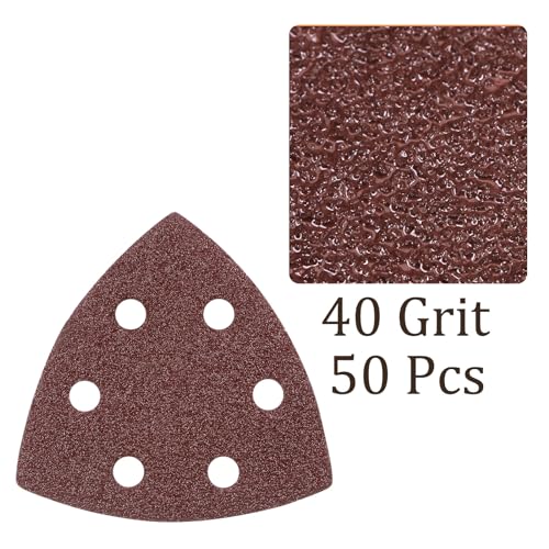 50pcs Mouse Sander Detail Sandpaper 40Grit 3-1/2" Triangle - size: 40 grit
