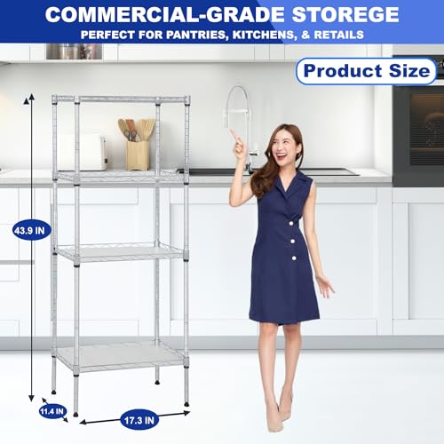 PayLessHere | 4-Tier Wire Shelf | 18"x12"x44" | Chrome - color: Chrome, size: 18"D x 12"W x 44"H
