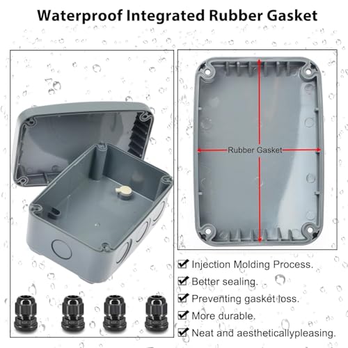 Outdoor Junction Box,3 Set Electrical Boxes with 20mm Cable Gland Kit - color: 3PK, size: Medium+4*M20