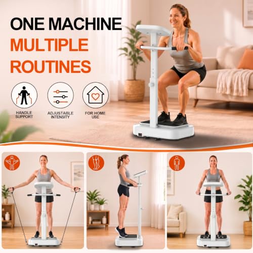 Vibration Plate with Handles for Lymphatic Drainage,Low-Impact Workouts - color: white
