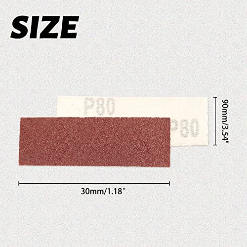 SPEEDWOX 100 PCS Micro Sander Kit 3.5 x 1.2 Inch Detail Sanding Refill Grit 80 Hook & Loop Aluminum Oxide Sandpaper for Wood Crafts, Tight Narrow Spaces Wood Finishing - style: 80 Grit