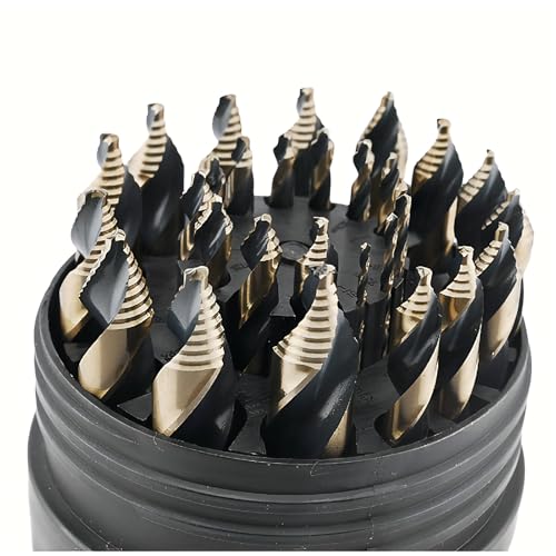 Steel Vision 29pc Hex Hyper-Step Stepped Tip Drill Bit Set - 1/16" to 1/2" Tungsten-Cobalt Alloy Drill Bit, No Pilot Hole Needed, Durable and Precise for Metal Drilling - style: 29pc Hex Stepped Drill