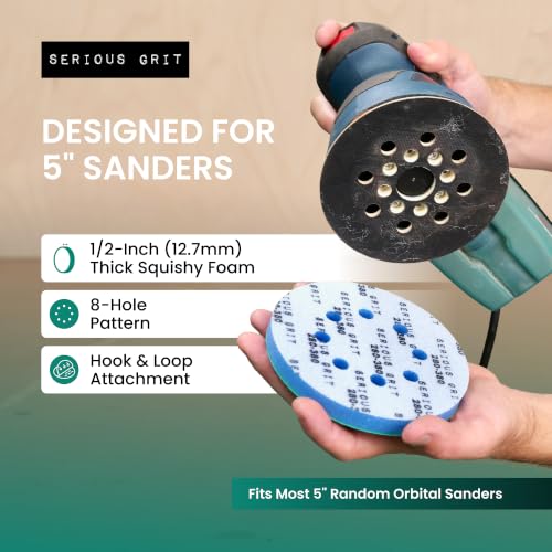 Serious Grit - 5-Inch 8-Hole P150-180 1/2" Foam Sanding Discs - 10 Pack - style: 150-180 Grit