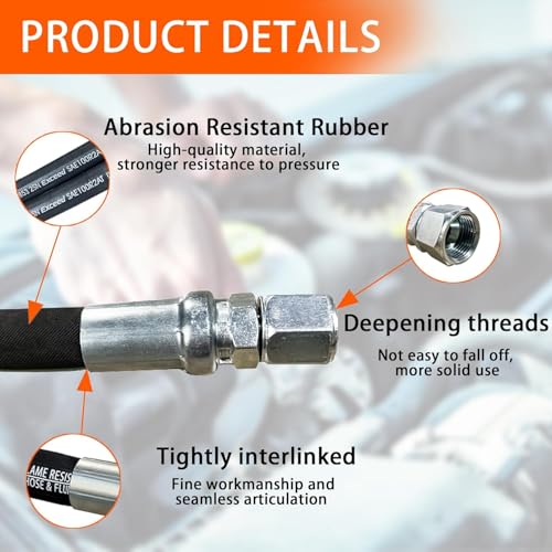 Haichy 26711-08-08-RW Hydraulic Hose Swivel Assembly 1/2” Hydraulic Hose with Female JIC X90° Female JIC, 60IN, 3988 psi - size: 08-08RW-90Degree-60IN