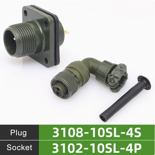 1Set MS3102A-10SL-4P+MS3108A-10SL-4S Circular Industrial Connectors,2Pin Male&Female,90 degree elbow,MIL-DTL-5015 Series Waterproof Aviation Sockets Connectors for aviation and industrial environments - color: MS3102A10SL-4P+MS3108A10SL-4S
