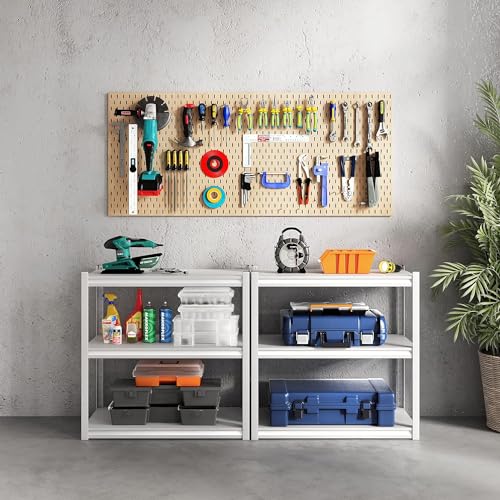 Garage Shelving Adjustable 3 Tier Heavy Duty Metal Storage Shelves Adjustable Utility Rack Organization for Kitchen, Pantry, Closet, Garage, Office 31.5" W x 15.75" D x 31.5" H, White - color: White-s 3 Tier
