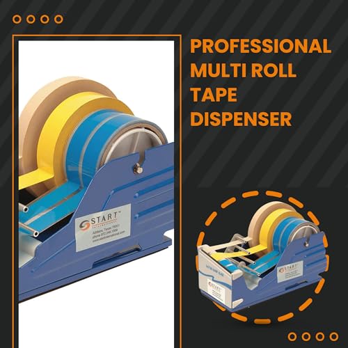 SL7346 - Multi Roll Tape Dispenser - Heavy Duty Dual Tape Dispenser for Office - Desktop Tape Dispenser with Steel Frame - Manual Cutter 4 Roll