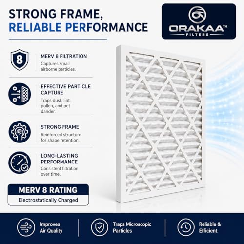 ORAKAA 14x20x1 Inches Air Filter MERV 8, AC Furnace Air Filter Replacement, Pleated HVAC Filters for Home, Dust Pollen Lint Dander, Premium Quality - 2 Pack - size: 14" x 20" x 1"