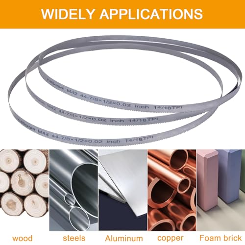 44-7/8-inch Bandsaw Blades 14-18 TPI, Replacement for DW3983 DCS374B, Milwa 48-39-0521 Portable Band Saw Blades, 5-Pack - size: 44-7/8" x 1/2" x .020" 14-18TPI 5PCS