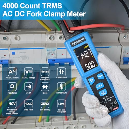 Digital Clamp Meter Multimeter with U-Shaped Jaw, AC/DC Amp Meter