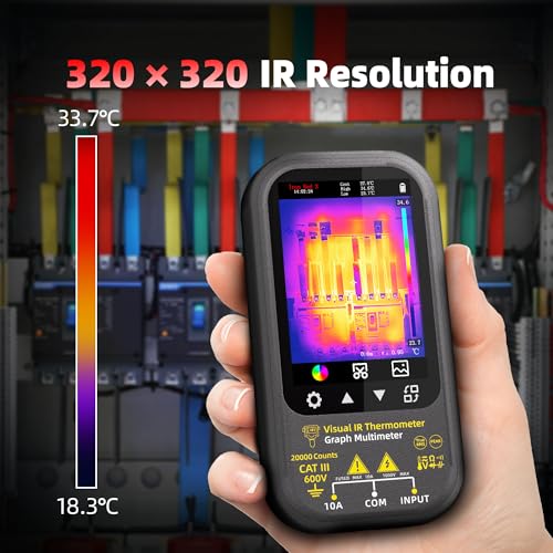 BSIDE Thermal Multimeter with Macro Lens, 320x320 IR Resolution with 20000 Counts, Data Recording Mode with 360-Degree Rotate Touch LCD, 15 Thermal Palettes with Bracket for PCB HVAC Circuit Break DIY - color: SH6 with Macro Lens
